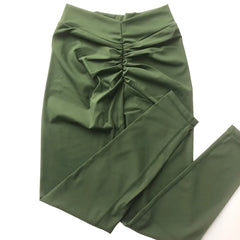 Nylon V Back Booty Yoga Pants For Women Scrunch Butt Yoga Leggings Workout Gym Tights Sexy Sports Legging Active Wear